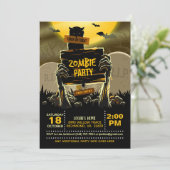 Uitnodiging Zombie Halloween Party (Staand voorkant)