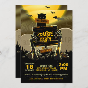Uitnodiging Zombie Halloween Party