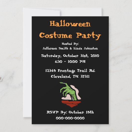 Uitnodiging Zombie Halloween Party (Achterkant)