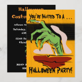 Uitnodiging Zombie Halloween Party (Voorkant / Achterkant)