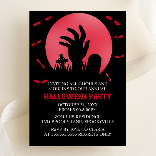 Uitnodiging Zombie Halloween Party