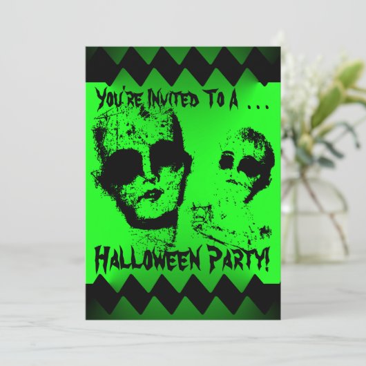 Uitnodiging Zombie Halloween Party (Staand voorkant)