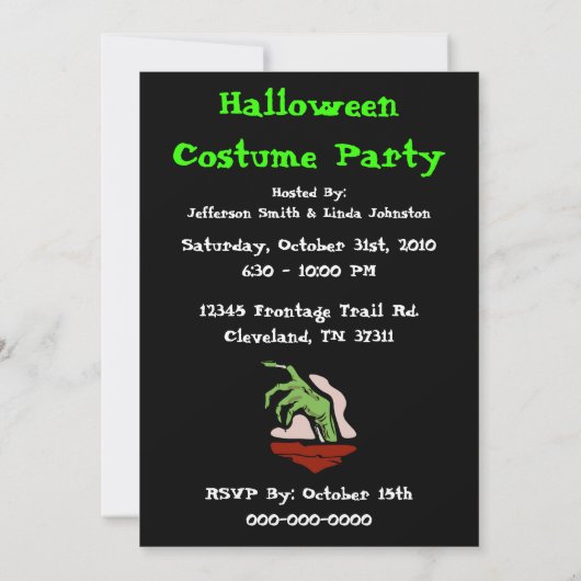 Uitnodiging Zombie Halloween Party (Achterkant)