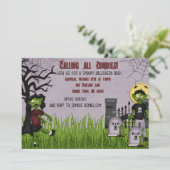 Uitnodiging Zombie Halloween Party (Staand voorkant)