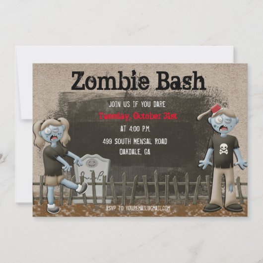 Uitnodiging Zombie Halloween Party (Voorkant)