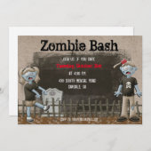 Uitnodiging Zombie Halloween Party (Voorkant / Achterkant)