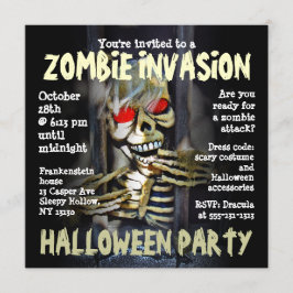 Uitnodiging Zombie Invasion Halloween Party