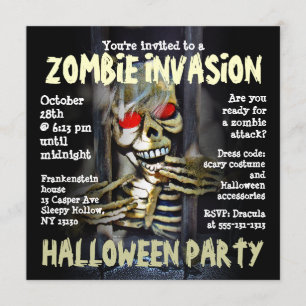 Uitnodiging Zombie Invasion Halloween Party