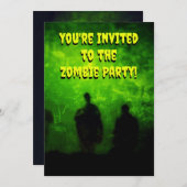 Uitnodiging Zombie Thema Feest (Voorkant / Achterkant)
