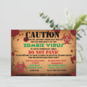 Uitnodiging Zombie Virus Halloween Party (Staand voorkant)