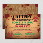 Uitnodiging Zombie Virus Halloween Party (Voorkant / Achterkant)