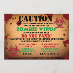 Uitnodiging Zombie Virus Halloween Party