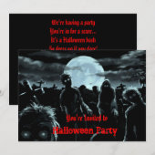 Uitnodiging Zombies Halloween Party (Voorkant / Achterkant)