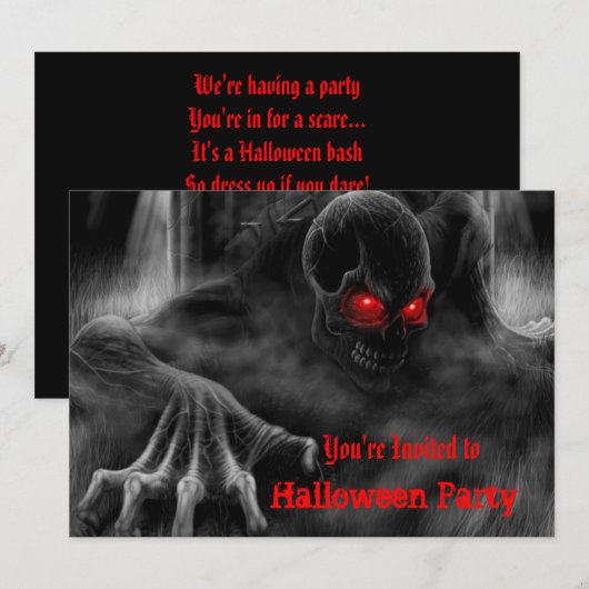 Uitnodiging Zombies Halloween Party (Voorkant / Achterkant)