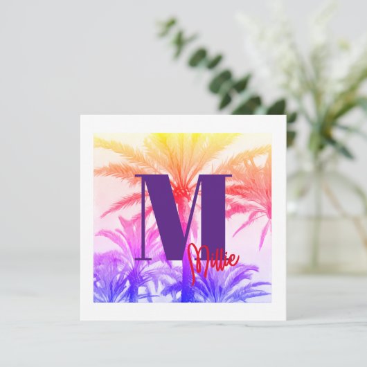 UITNODIGING zomer tropische palmboom 80's (Staand voorkant)