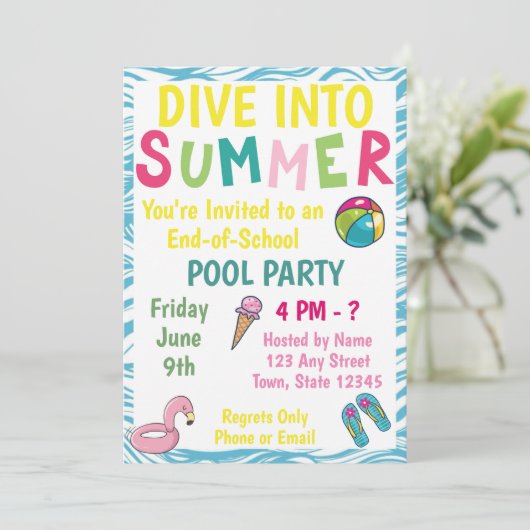 Uitnodiging zomerpool (Staand voorkant)