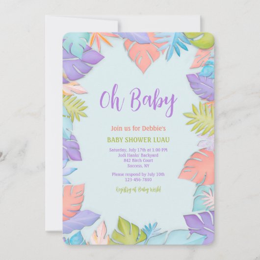 Uitnodiging zomerse bladeren (Voorkant)