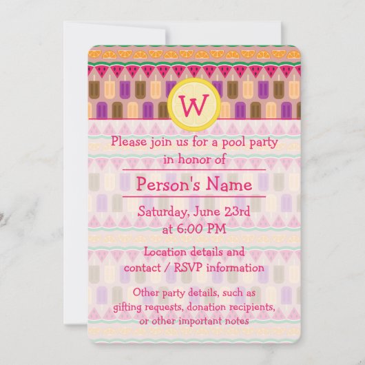 Uitnodiging zomerSweets Party (Voorkant)