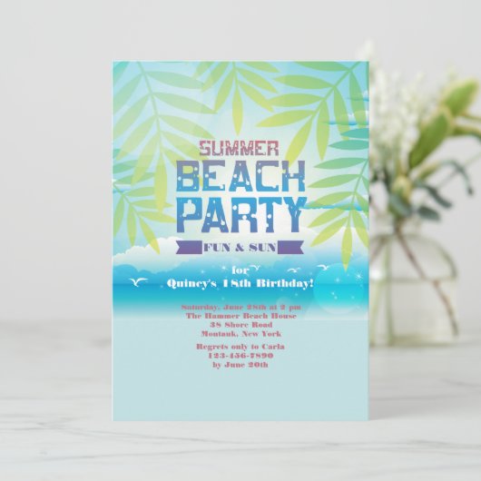 Uitnodiging zomervakantie (Staand voorkant)