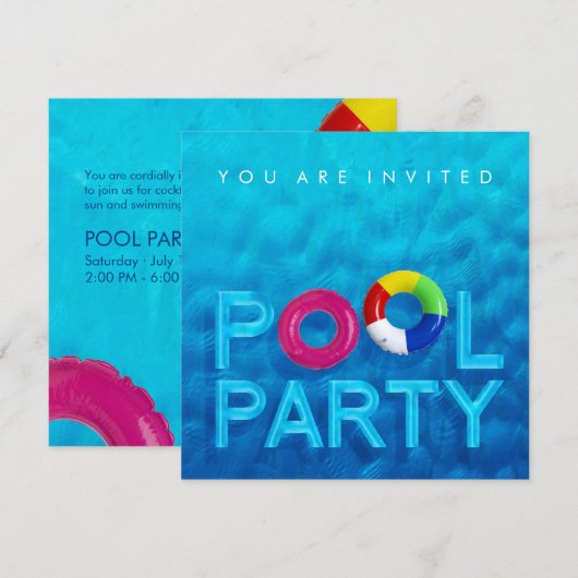 Uitnodiging zomerzwembad (Voorkant / Achterkant)