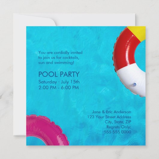 Uitnodiging zomerzwembad (Achterkant)