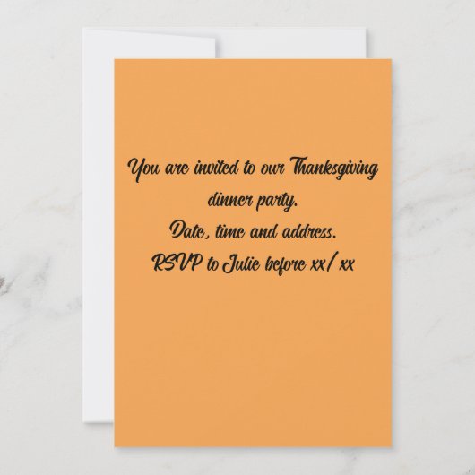 Uitnodiging zonnebloemkaart met  tekst (Achterkant)