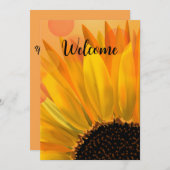 Uitnodiging zonnebloemkaart met  tekst (Voorkant / Achterkant)