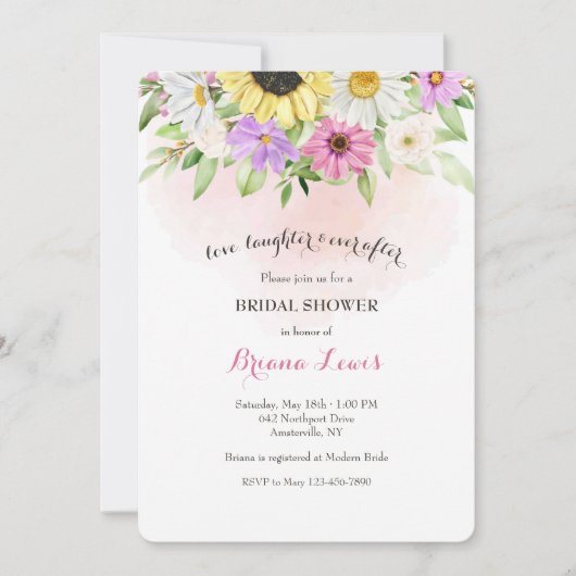 Uitnodiging Zonnewiel en Madeliefjes (Voorkant)