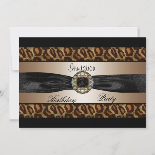 Uitnodiging Zwart Beige Goud Dier Boog 2 (Voorkant)