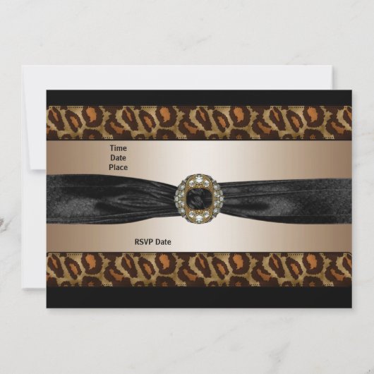 Uitnodiging Zwart Beige Goud Dier Boog 2 (Achterkant)