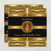 Uitnodiging zwart goud op Gold 40e verjaardag (Voorkant / Achterkant)