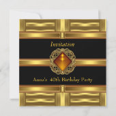 Uitnodiging zwart goud op Gold 40e verjaardag (Voorkant)