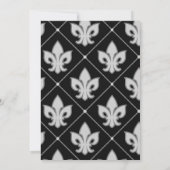 Uitnodiging zwart koninklijk kroonthema (Achterkant)