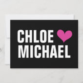 Uitnodiging - Zwart met roze harten (Achterkant)