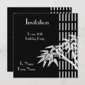 Uitnodiging Zwart Wit Aziatische Bamboe (Voorkant / Achterkant)