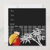 Uitnodiging Zwart Wit Aziatische Bamboe (Achterkant)