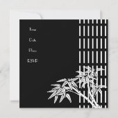 Uitnodiging Zwart Wit Aziatische Bamboe (Achterkant)