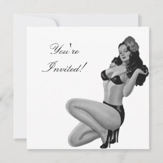 Uitnodiging  Zwart & Wit Stijl Pin-Up Meisje 20