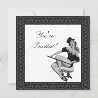 Uitnodiging Zwart & Wit Stijl Pin-Up Meisje 5