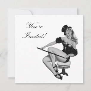 Uitnodiging Zwart & Wit Stijl Pin-Up Meisje 5