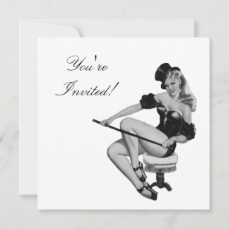 Uitnodiging  Zwart & Wit Stijl Pin-Up Meisje 5