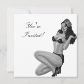 Uitnodiging zwart-wit stijlpop-upmeisje 20 (Voorkant)