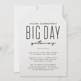 Uitnodiging zwart-wit vrijgezellenreis meisjesreis