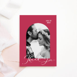 Uitnodiging Zwart-witfoto magenta kleur