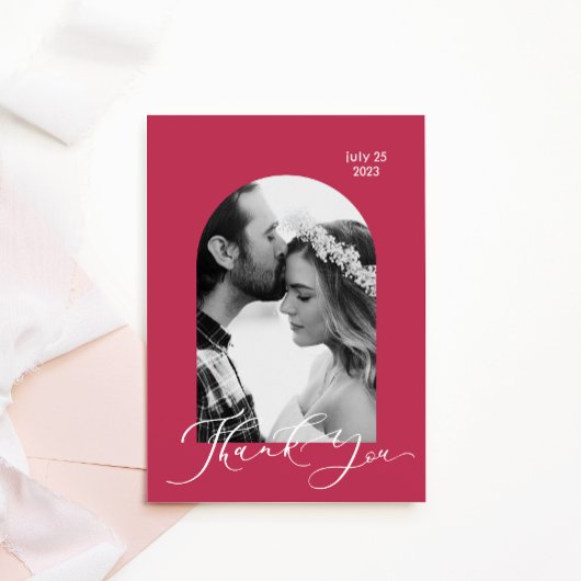 Uitnodiging Zwart-witfoto magenta kleur