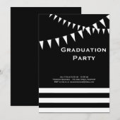 Uitnodiging zwart-witte afstudeerfeest (Voorkant / Achterkant)