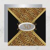 Uitnodiging Zwarte Luipaard vel Verjaardag Jubileu (Voorkant / Achterkant)