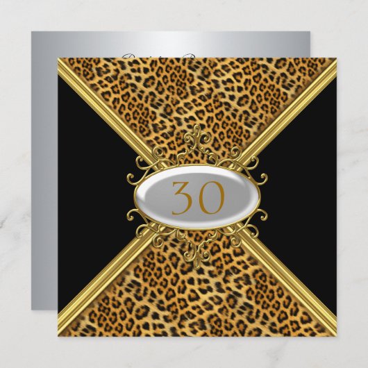Uitnodiging Zwarte Luipaard vel Verjaardag Jubileu (Voorkant / Achterkant)
