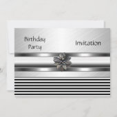 Uitnodiging Zwarte Stripe Birthday Partij (Voorkant)