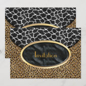 Uitnodiging zwarte witte Koe Ruw (Voorkant / Achterkant)